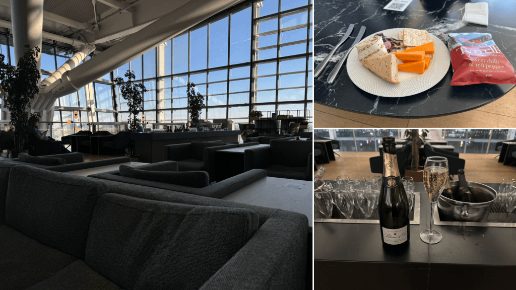 British Airways Galleries First Lounge Heathrow T5 – Champagne Palmer & Co Brut Reserve & Light Snack British Airways 777-300 Business Class