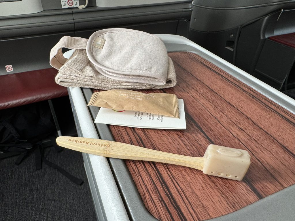 LATAM Business Class Amenity Kit on 5th Freedom Flight LATAM Business Class