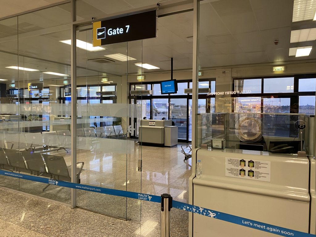 Flying easyJet to Malta During COVID-19 Restrictions: The Start and End of Our Hilton Malta Stay 5 Boarding Gate 7 at Malta Airport